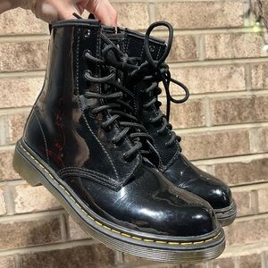 Dr. Martens 1460 J Glossy Black Leather 8 Eyelet Boots